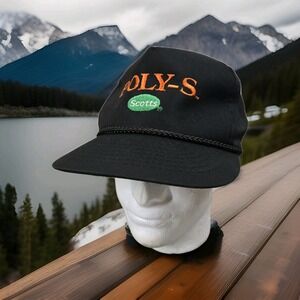 Vintage Scotts Hat Mens Black Snapback Cap Poly S Youngan